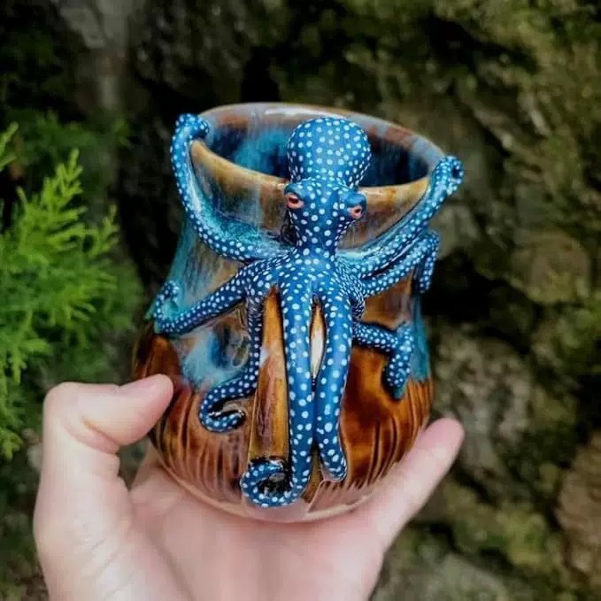 Nuevo estilo transfronterizo taza de pulpo linda simulación taza de pulpo artesanía de resina al por mayor decoración de comercio exterior lindo
