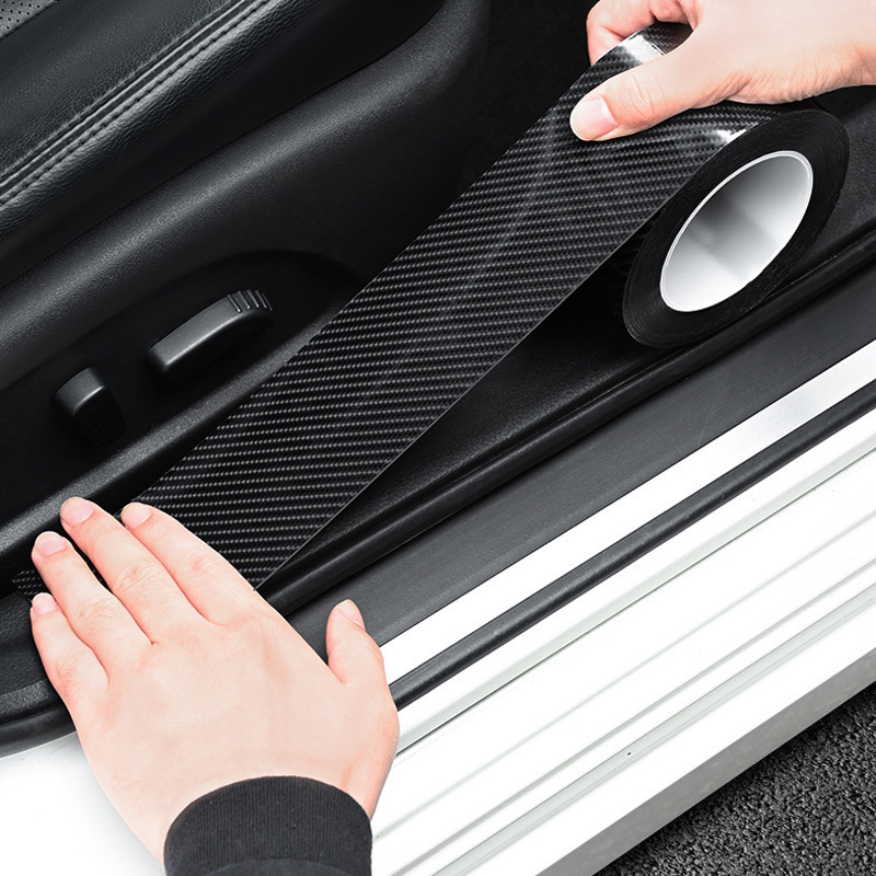 Car Door Sill Strip K5D Carbon Fiber Pattern Door Anti-Collision Strip Rear Box Bumper Door Edge Anti-Scratch Protection Strip