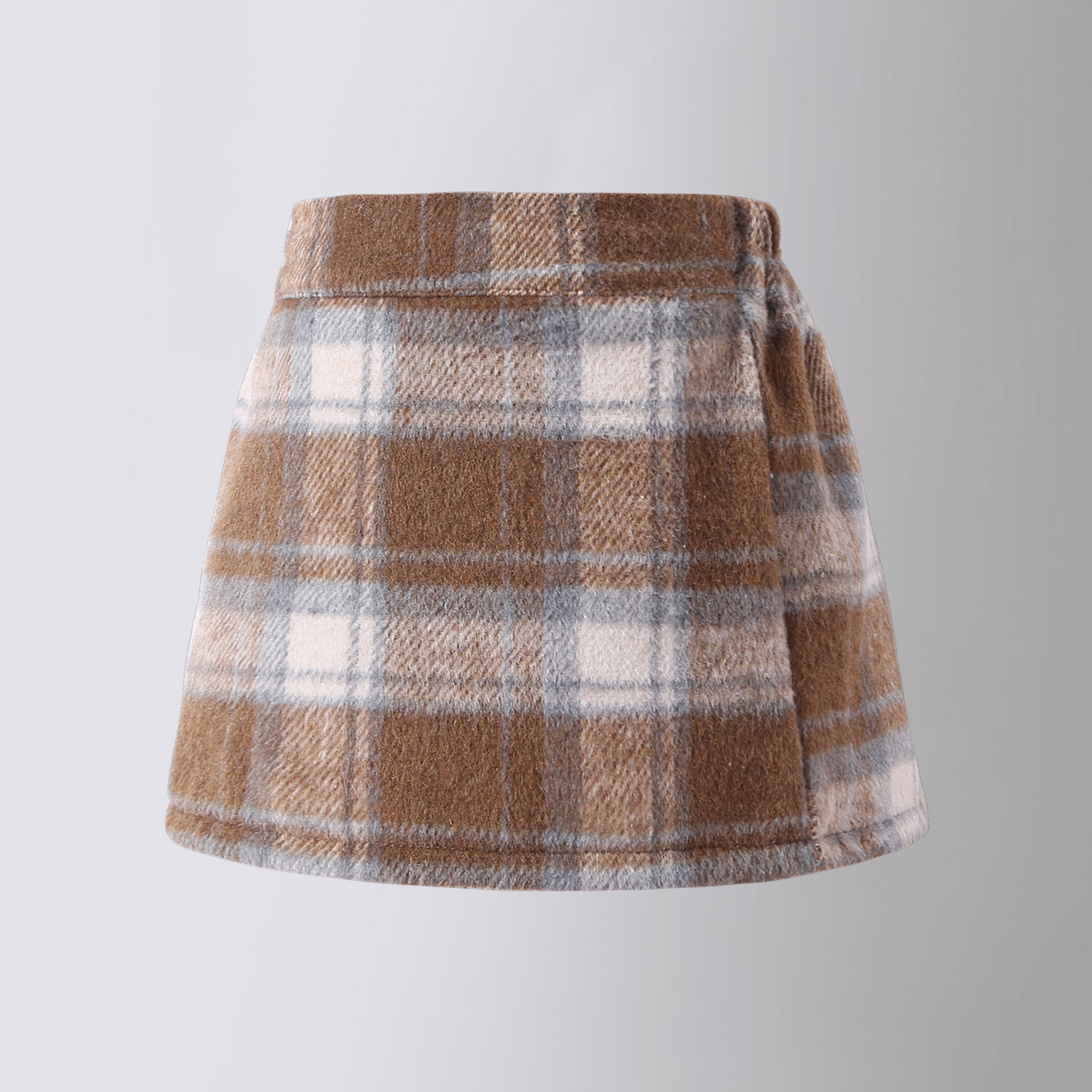 2378 Mao woolen grid [Khaki]