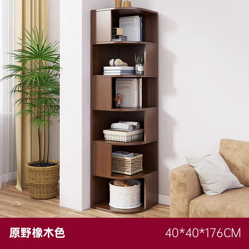 librería de gran capacidad estante de piso de madera sólida esquina estante de libros contra la pared armario de almacenamiento armario de almacenamiento dormitorio Gabinete de exhibición