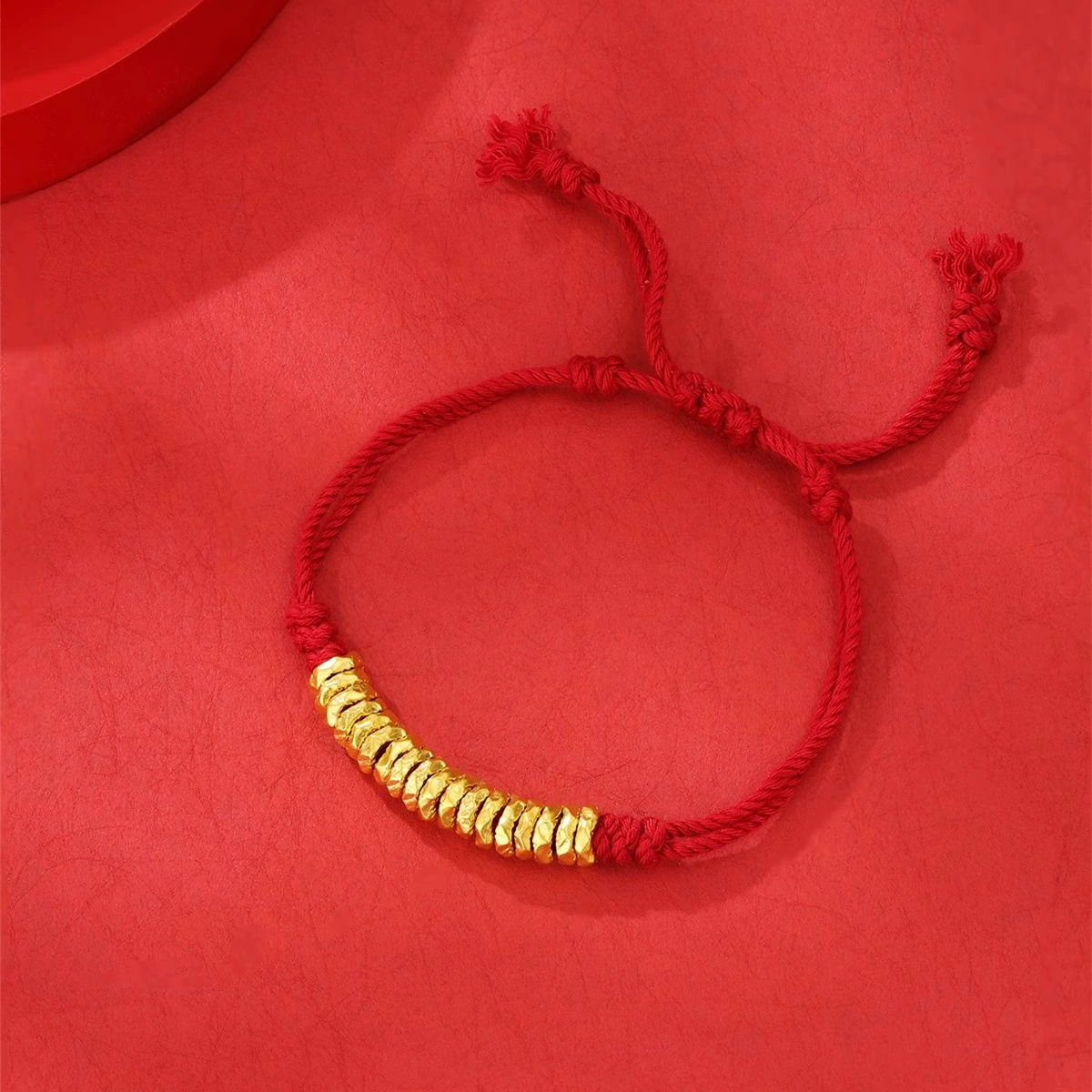 Браслет из чистого золота 999 пробы, сломанное золото, позолоченный браслет для женщин, год зодиака, красная веревка, денежная нить, бусины-разделители из чистого золота, 3D твердое золото