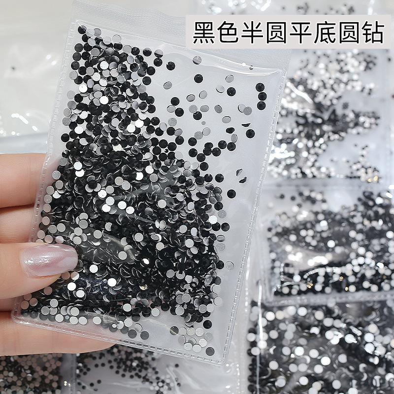 Wholesale 1440 Black Nail Art Diamonds, Flash King Fan Stickers, Ss4 Flats Bottom Small Round Diamonds, DIY Nail Art Trinkets