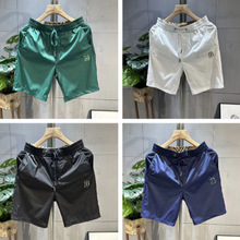 夏季薄款刺绣男士短裤潮流速干五分休闲裤时尚修身宽松透气沙滩裤