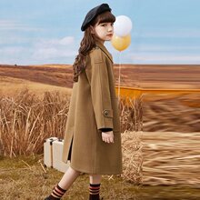 女童呢子外套加棉儿童毛呢大衣中长款秋冬新款大童洋气女孩学院风