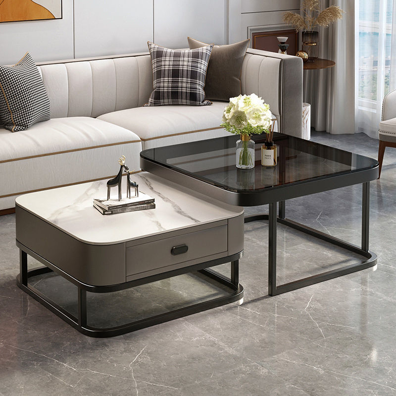 Nordic Square Slate Coffee Table for Living Room Light Luxury Modern Simple Internet Celebrity Small Apartment Size Combination Creative Table Nordic Square Slate Coffee Table for Living Room Light Luxury Modern Simple Internet Celebrity Small Apartment Size Combination Creative Table