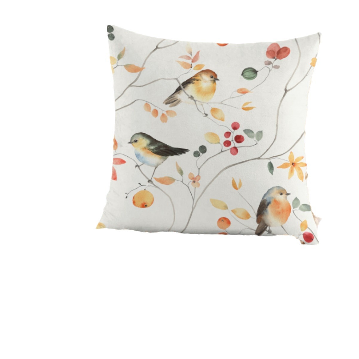 Cross-border Super Soft Short Plush Flower and Bird Printing Pillow Waist Pillow Home Decoration Sofa Cushion Cover_voghion.com