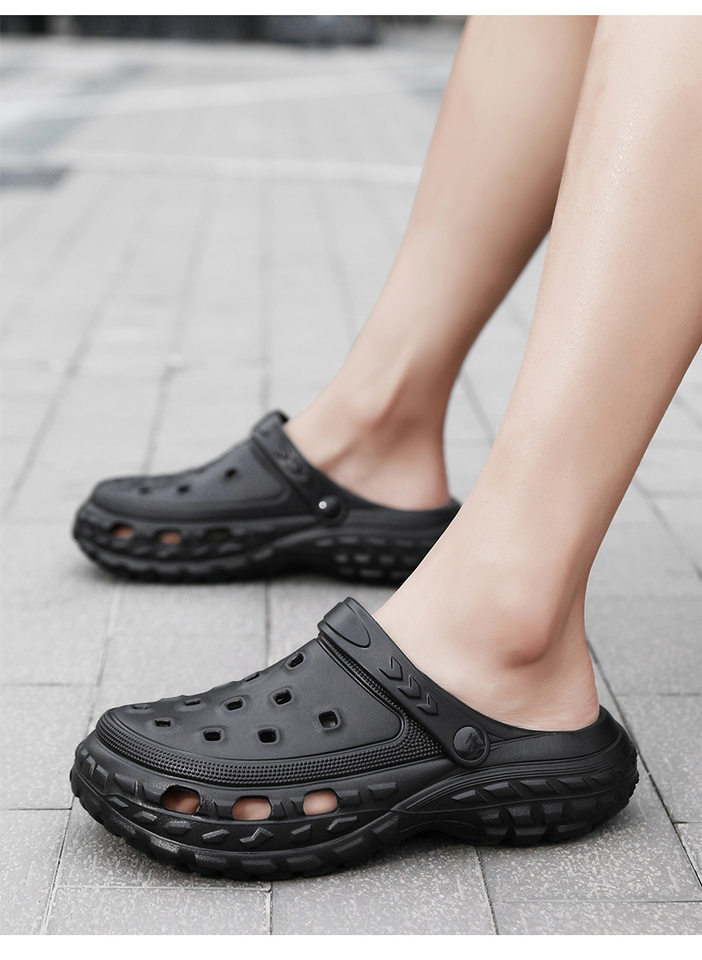 Dép sandal nam bít mũi đế lốp kiểu lỗ thoáng khí, đi biển và sinh hoạt hè — màu kaki, trắng, xám, đen chi tiết 24