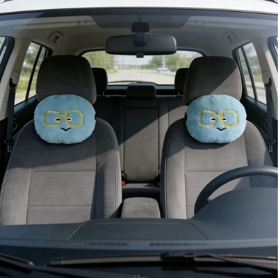 Headrest Smiley Face Blue Emoji Design