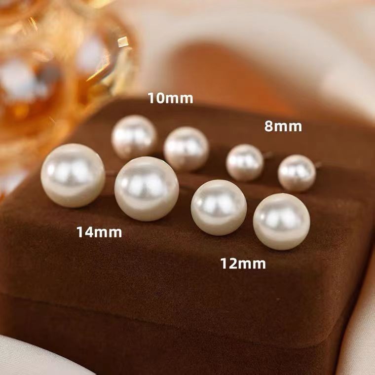 10mm pearl round earrings