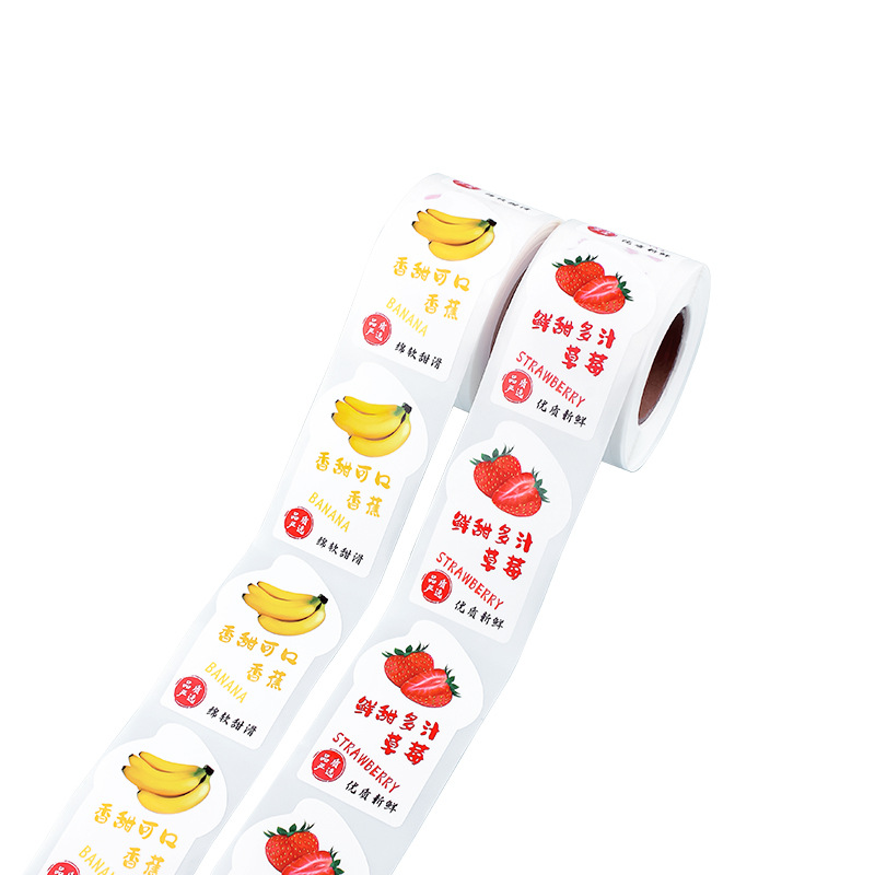 Pegatinas de frutas de cerezo adhesivas personalizadas, etiquetas de sellado de cintura de frutas y verduras frescas, etiquetas adhesivas personalizadas de frutas