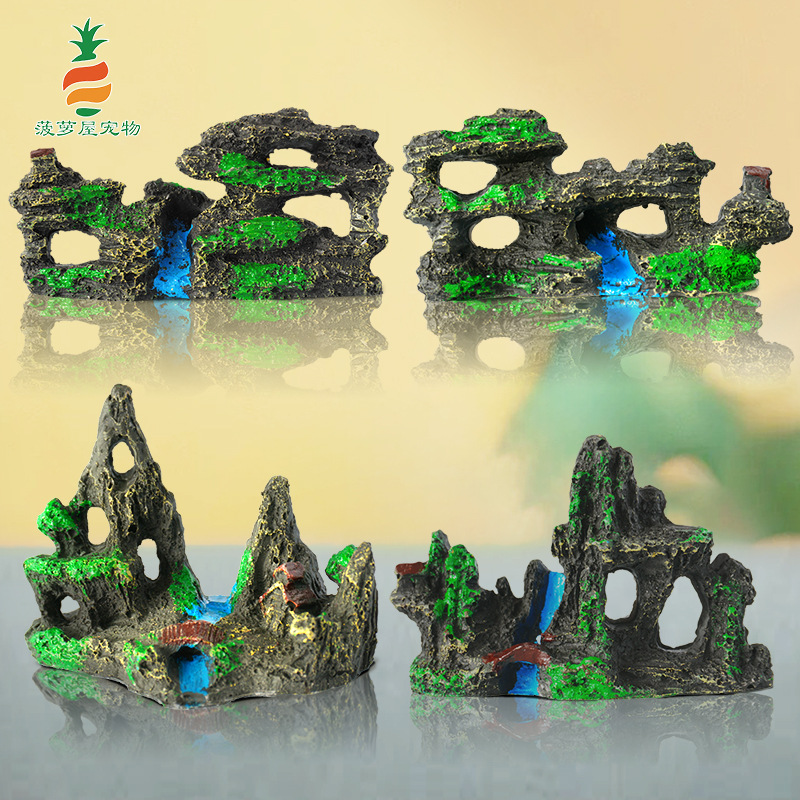 Venta caliente de pecera creativa decoración paisajismo resina rocalla con agua decoración de artesanías para el hogar