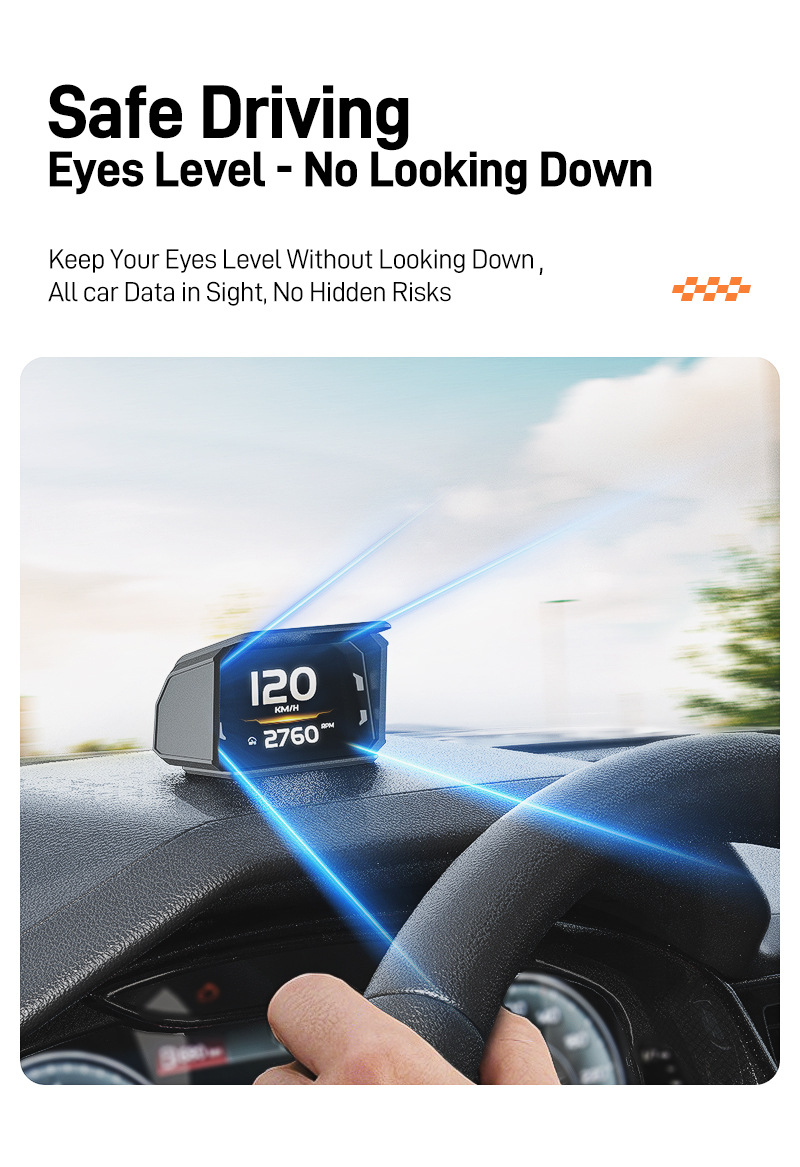 New Hot-Selling Car-Mounted Hud Glare-Free Ghost Shadow Real-Time Automotive Data Analysis Obd High-Definition Lcd Display