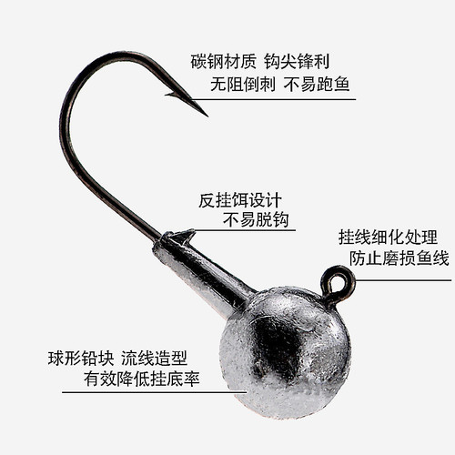 Lead head hook bagged fishing hook, sharp primary color soft bait hook, lure hook, various types of lead head hook fishing gear wholesale
