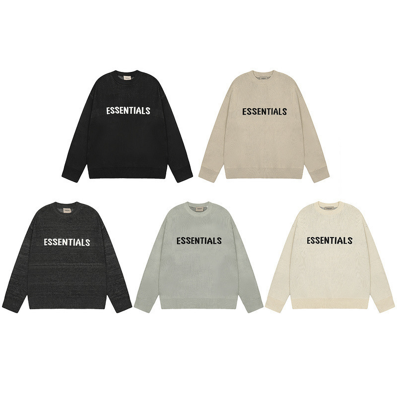 Cross-Border Fog Fear of God Multi-Thread Essentials Letter Jacquard Round Neck Pullover Knitwear