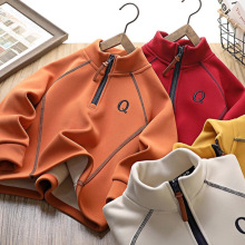 男童半高领加绒打底衫2025秋冬新款童装儿童立领加厚卫衣中大童潮