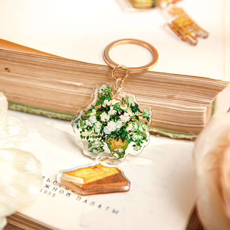 Mr. Paper Colgante de acrílico Love Van Gogh Series Colgante de decoración de mochila con llavero de todo fósforo de alto valor