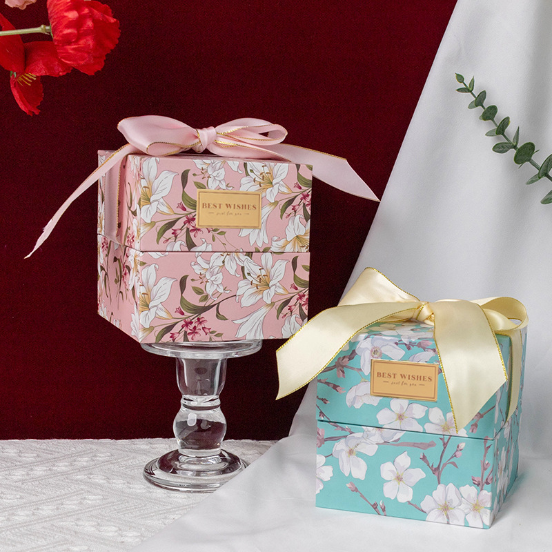 Nueva caja de regalo cuadrada caja de regalo de mano Coreana de alta gama caja de dulces de boda caja de regalo de San Valentín fábrica al por mayor