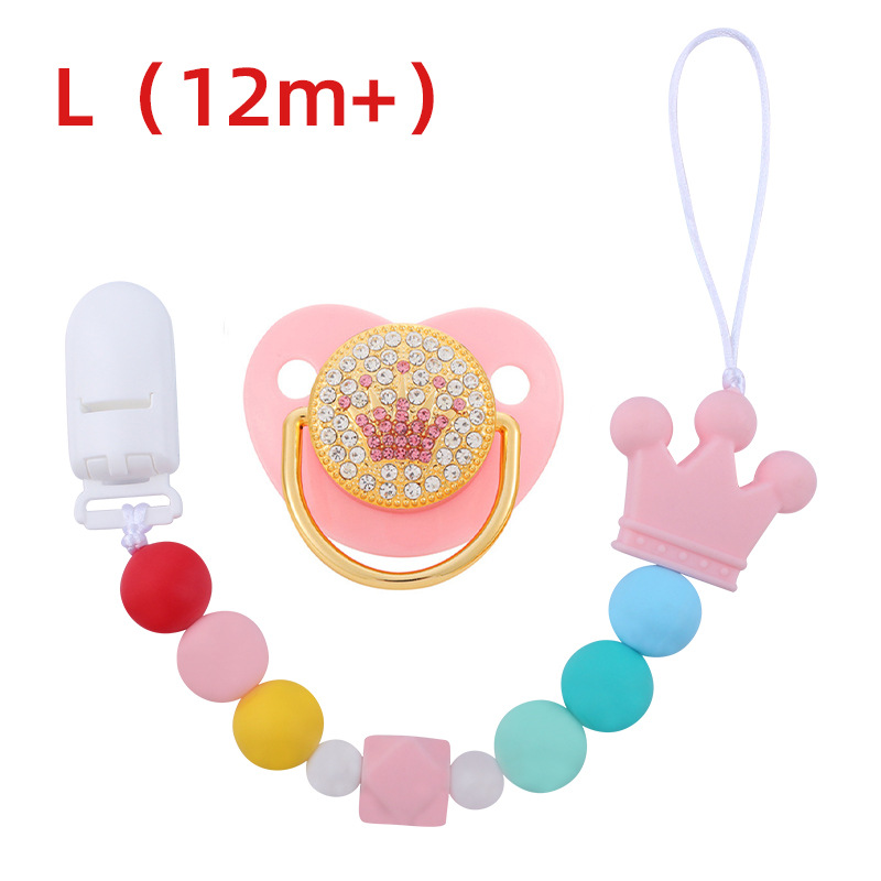 Bebé suministros corona chupete bebé silicona corona perlas mordedura chupete cadena anti-caída traje de cadena Nuevo