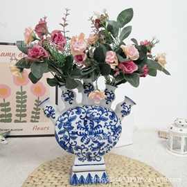 新中式工艺品瓷器青花瓷高级感纯手绘青花瓶水培花插青花花器摆件