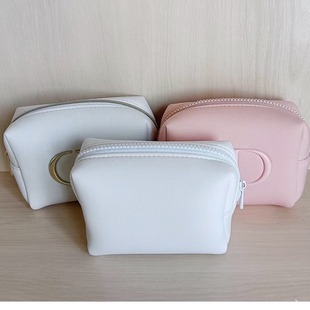 Cosmetic Bag to Open Out Pink and White Cosmetic Bag Space Cotton Material Portable Hand-Held Cosmetic Storage Bag