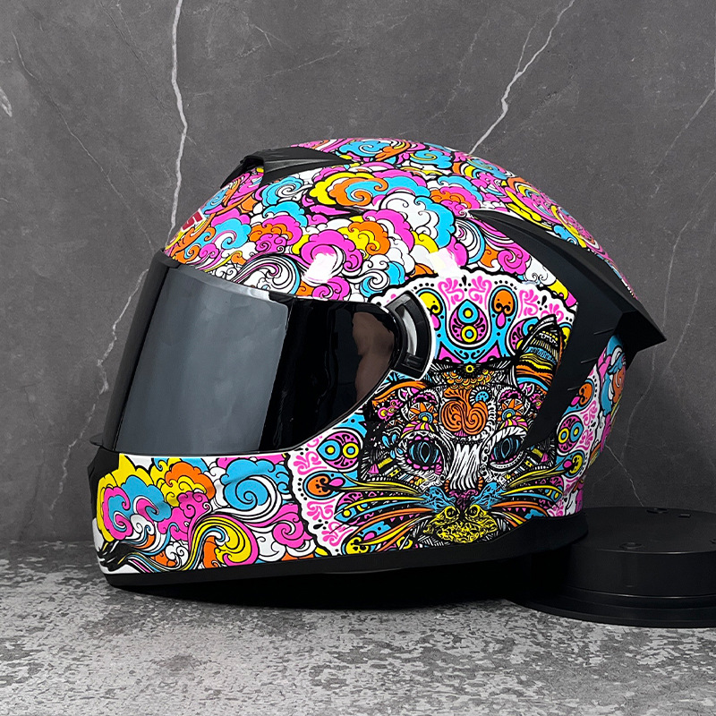 LVS casco de la motocicleta estándar nacional de los hombres y las mujeres del casco completo de doble lente de invierno motocicleta eléctrica Bluetooth cabeza Gris Cuatro Estaciones