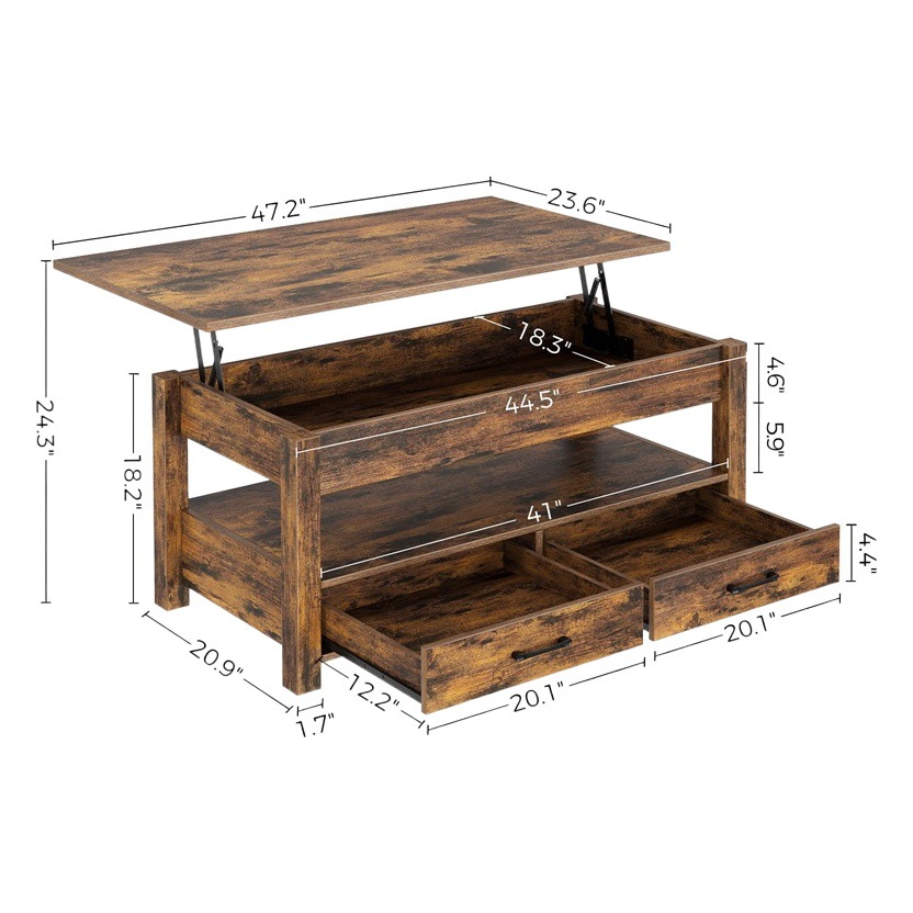 Mesa de café multifuncional de doble uso pequeño apartamento simple luz estilo de lujo sala de estar hogar creativo plegable mesa de café de elevación