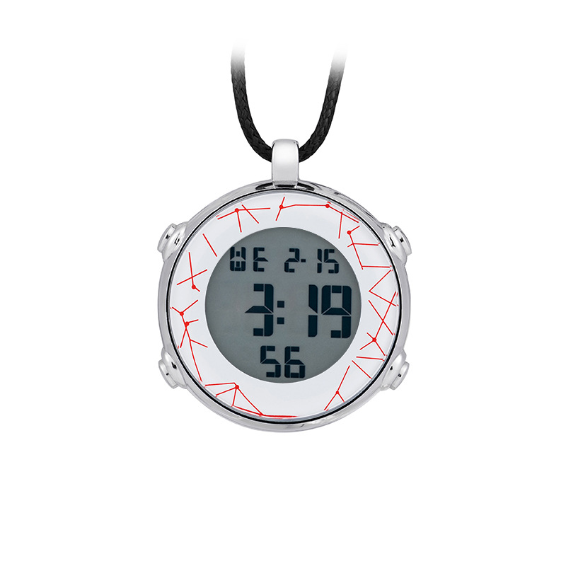 Simple reloj electrónico en stock al por mayor fluorescente noche pantalla colgante reloj patrón de dibujos animados accesorios de ropa reloj de bolsillo electrónico