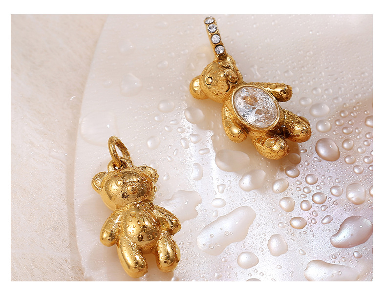 PVD Coated Gold Plating Process 1 Piece 304 Stainless Steel PVD Coated Real Gold Plated Bear Polished Pendant