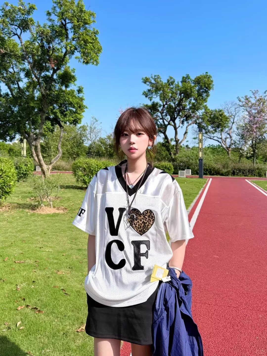 American-style V-neck Sports Short-sleeve T-shirt , Loose Fit For Summer , Color-blocking Mesh Jersey Style,_viptrois.com