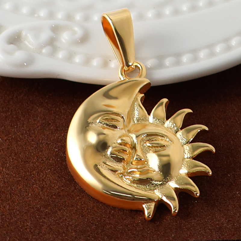 4g Weight Pendant Jewelry Making Type 14.1*11.2mm, 18.8*13mm Jewelry Making Size Real Gold Plated Plating Material DIY Jewelry Accessories Classification 1 Piece Quantity 304 Stainless Steel, 316 Stainless Steel Material Sun, Moon Pattern Retro, Simple Style Style Waterproof Non Tarnish Craft 1 Piece 14.1*11.2mm 18.8*13mm 304 Stainless Steel 316 Stainless Steel Real Gold Plated Sun Moon Pendant DIY Jewelry Accessories 15