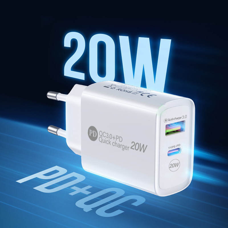 12W PD mobile phone charger 2.4A European, American and British charging head Type-c adapter PD USB travel charger