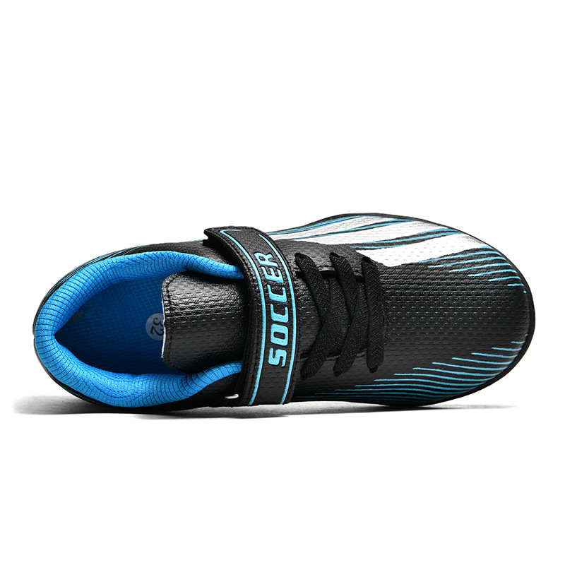 Zapatos de fútbol de velcro para niños, niños y niñas, niños y niñas, zapatos de fútbol de césped artificial, zapatos de entrenamiento de competencia