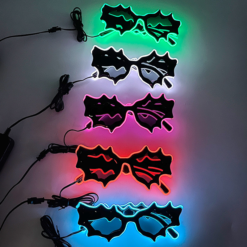 Nueva personalidad extraña irregular LED luminiscente gafas de tinta gafas de onda de moda gafas de sol extrañas props bungee image 4