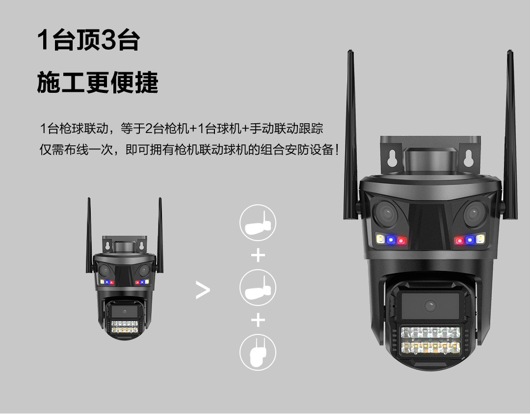 9MP triple lens surveillance camera, ultra HD, WiFi outdoor