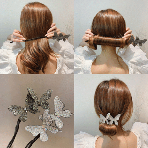 New Korean meatball head hair iron braiding artifact lazy curling iron butterfly hairpin flower bud hair accessories headdress