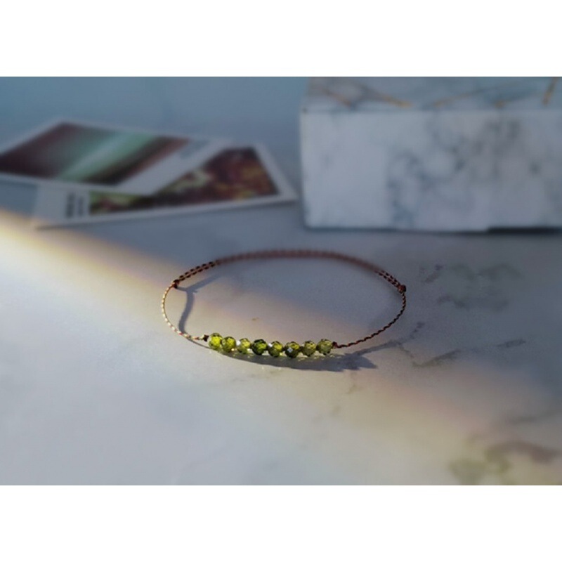 Chunjiang Small Olive Green Zircon Crystal Shining Artistic Woven Colorful Rope Beaded Facet Women's Hand Rope Chunjiang Small Olive Green Zircon Crystal Shining Artistic Woven Colorful Rope Beaded Facet Women's Hand Rope