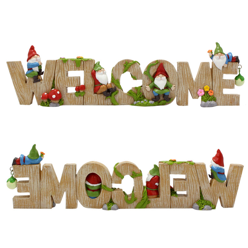  creative cartoon dwarf welcome letter decoration interior decoration resin craft decoration  delivery
