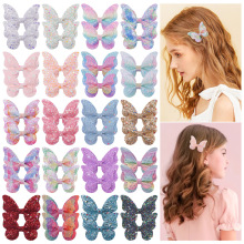 跨境欧美新款儿童发卡蝴蝶结发夹渐变格利特发饰宝宝婴儿头饰A197