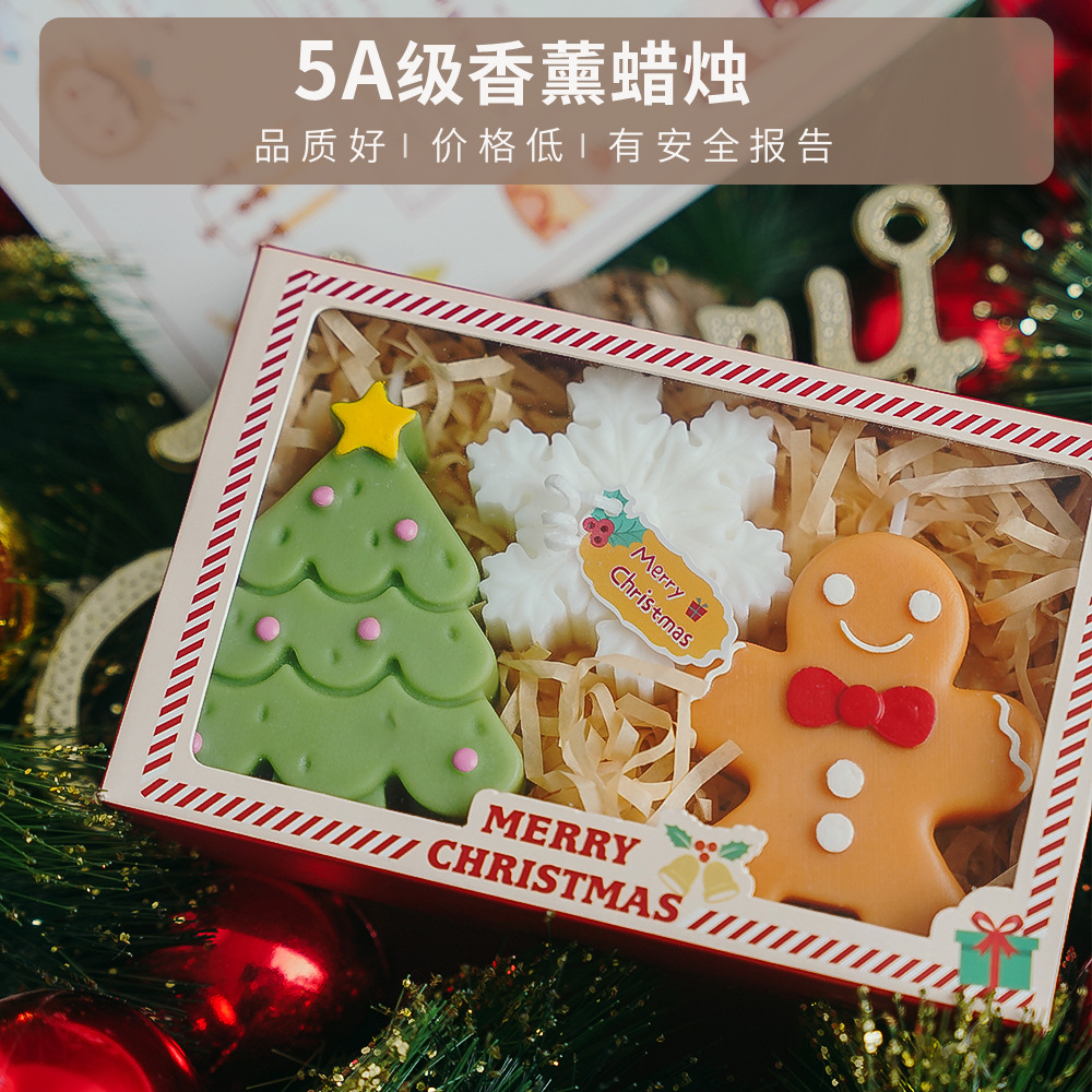 Navidad creativa vela navideña con mano regalo de vela pan de jengibre hombre modelado a mano vela de perfume al por mayor