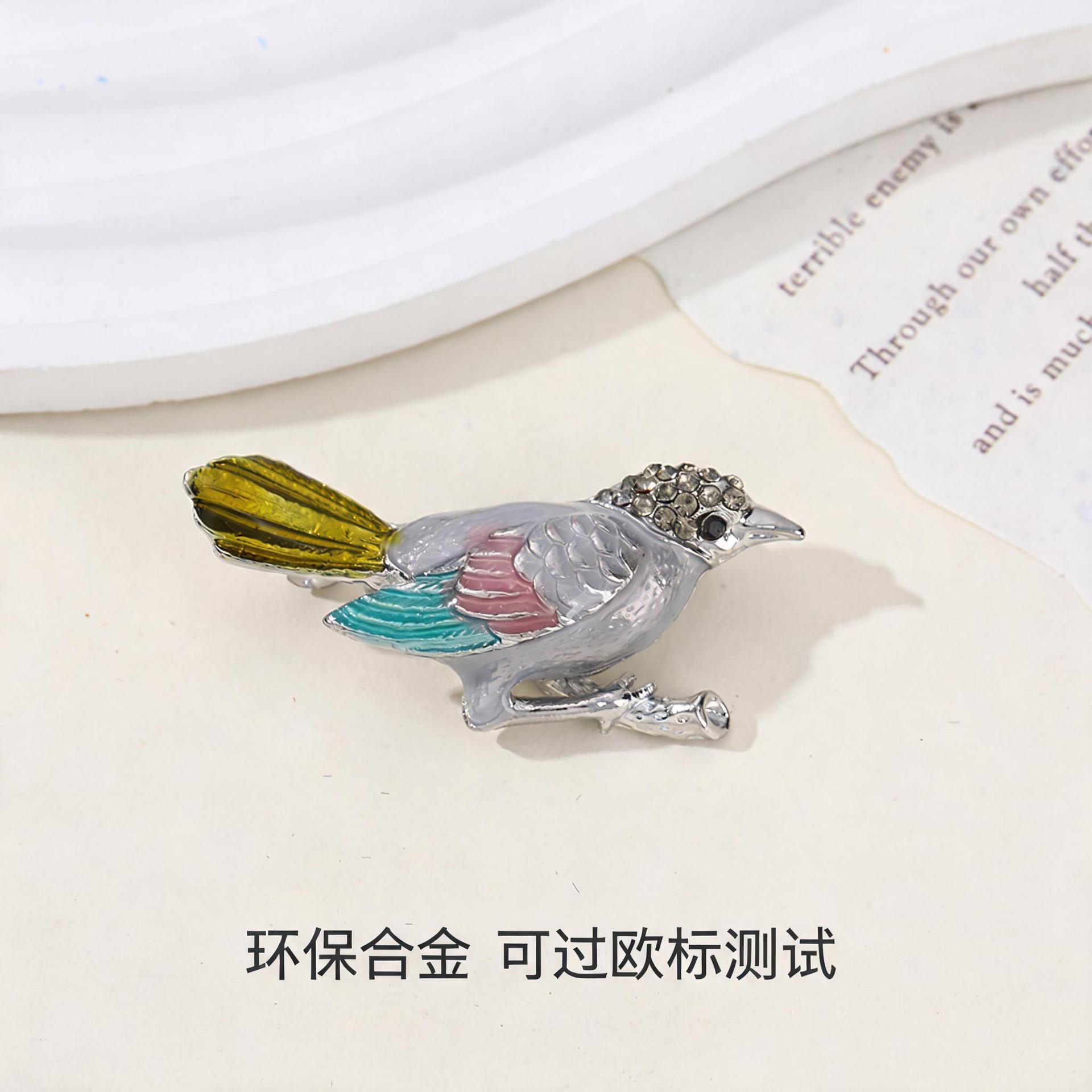 Eco-Friendly Alloy Enamel Animal Brooches: Bird, Beetle, Frog Brooches, High-End Diamond-Encrusted New Models, Cross-Border Brooch Wholesale