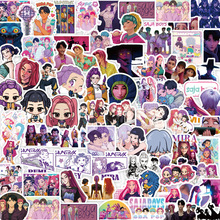 74贴k-pop猎魔女团贴纸创意氛围感头像插画diy手账二次元防水贴画