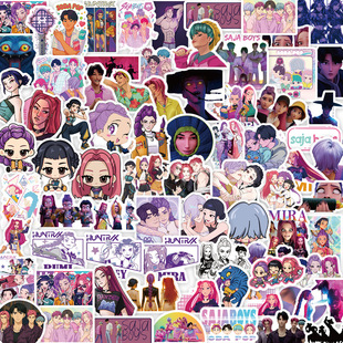 74 K-Pop Hunting Witch Group Stickers Creative Atmosphere Avatar Illustration DIY Handbook Two-Dimensional Waterproof Stickers