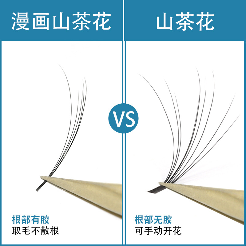 Extensiones de Pestañas de Camelia Negra Estilo Tailandés Comic Camellia, Injerto de Pestañas, Exclusivo para Salones de Belleza, Pestañas Rizadas Estilo Chino, Ultra Suaves