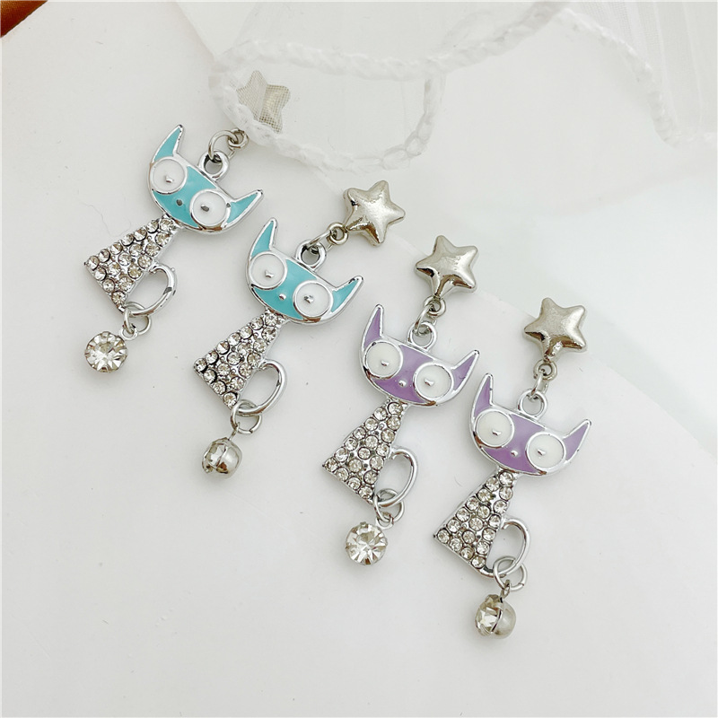 Fashion Cat Alloy Plating Inlay Rhinestones Womenu0027S Drop Earrings 1 Pair