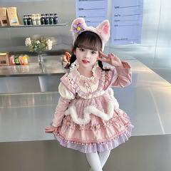 女童玲娜貝兒公主裙2024春季新款兒童洋氣洛麗塔生日禮服連衣裙潮