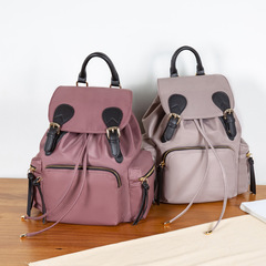 尼龍雙肩包女休閒背包2024新款韓版牛津布時尚抽繩大容量旅行包潮