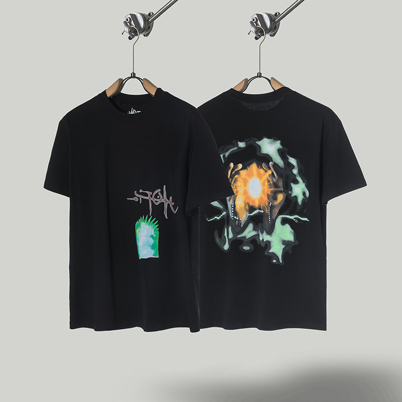 Travis de manga corta M mark Scott pequeño pato amarillo cactus relámpago rap tour TS pareja conjunta camiseta de hip-hop
