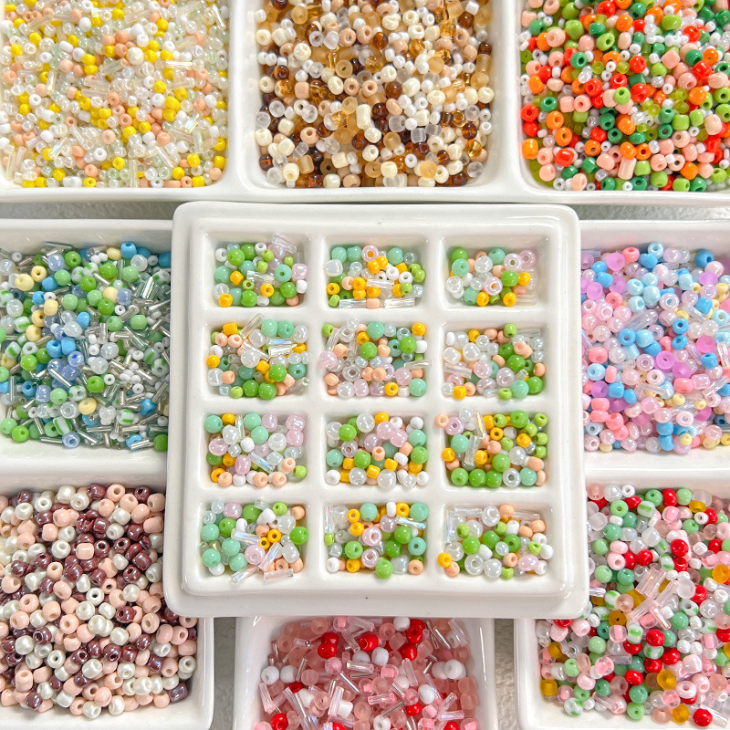 Romantic Atmosphere Niche Mixed Color Rice Beads DIY Handmade Beaded Necklace Bracelet Earrings Material Accessories