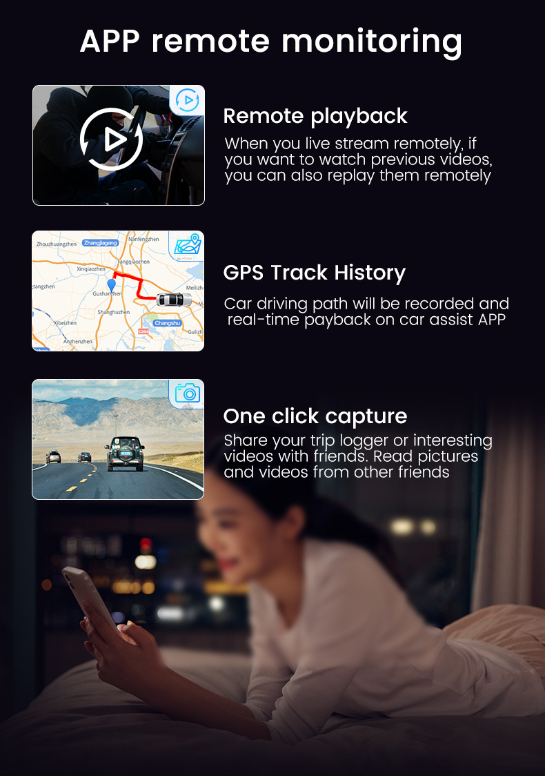 4g Lte Dual-Camera 2K Dash Cam with Wifi and Gps Remote Monitoring, Front and Rear High-Definition Night Vision Dual-Lens Driving Recorder