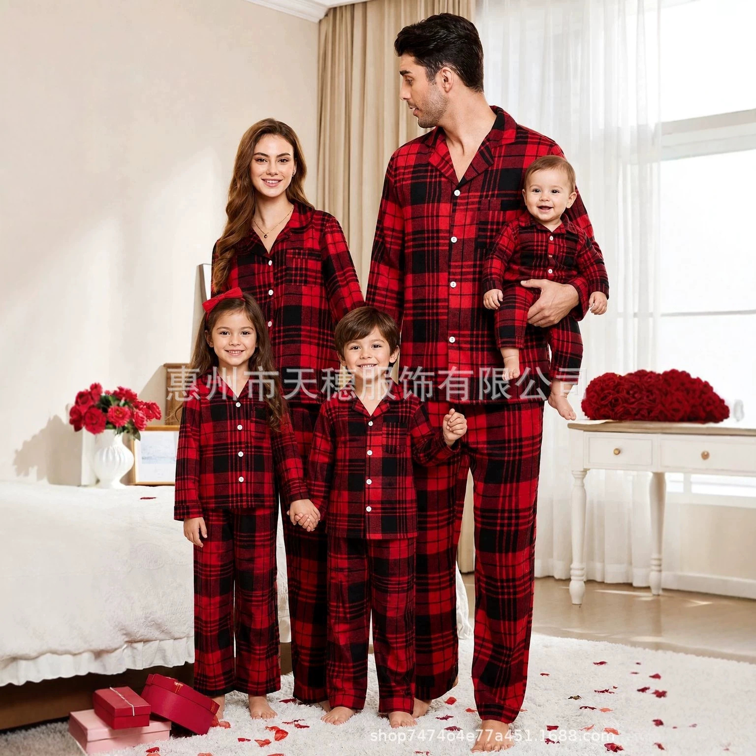 2026 New Christmas and Halloween Family Matching Outfits: Cross-Border Flannel Pure Cotton European and American Style Long-Sleeve and Long-Pant Sets for the Whole Family